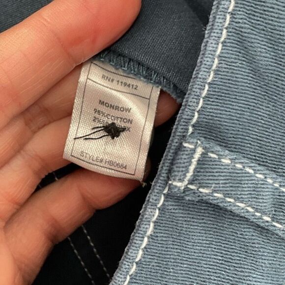 Monrow Cotton Twill Wide Leg Trouser‎ Pant Pleated Navy Blue Women Large HB0684 - Picture 5 of 11